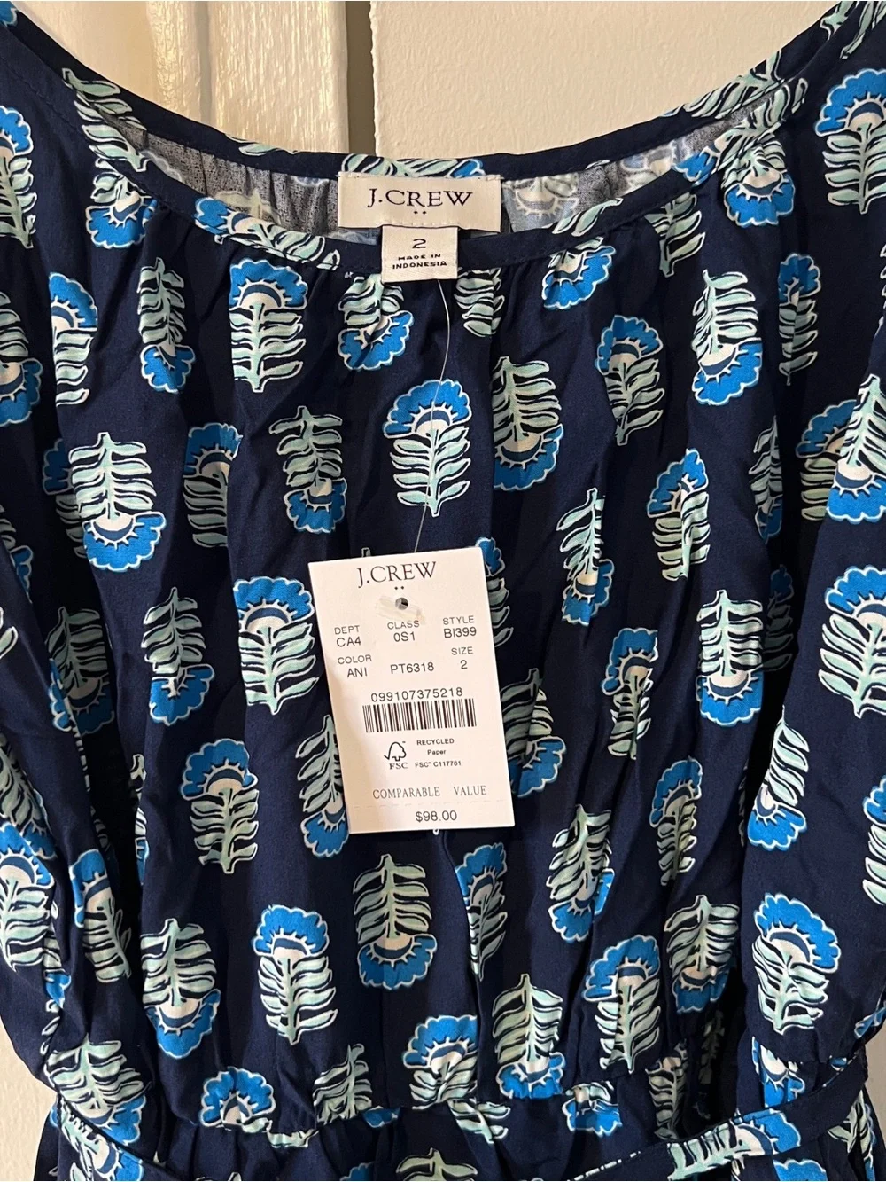 J.Crew Navy Print Midi Sundress — NWT size 2